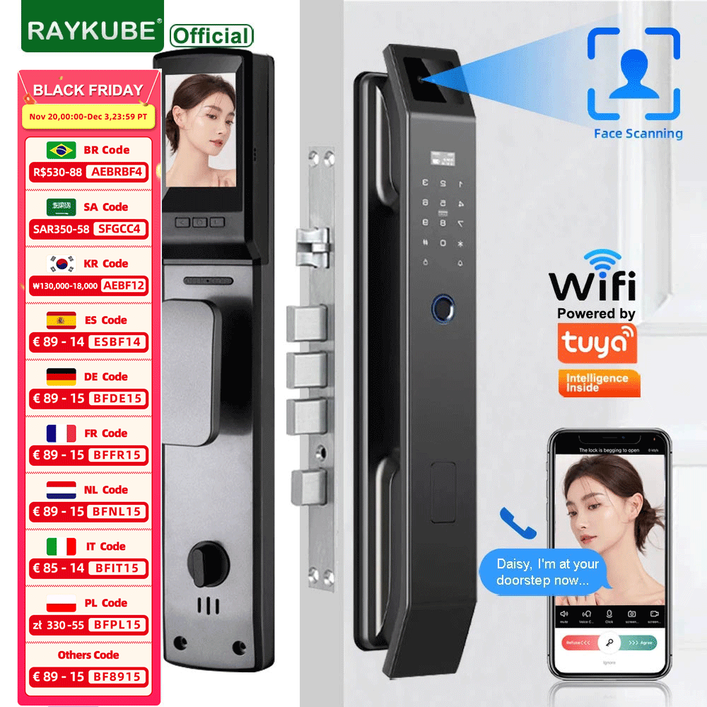 RAYKUBE DF14 Tuya WiFi 3D Yüz  - Smart Home Door Lock incelemesi ve fiyatı